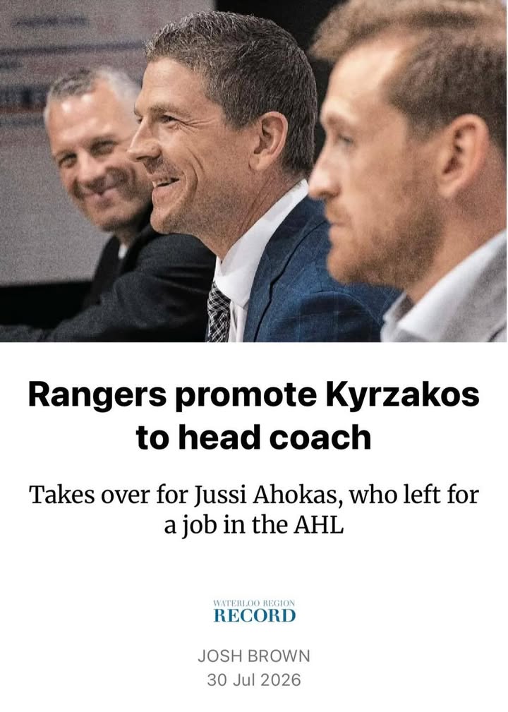 Congratulations to Jeff Kyrzakos on being named Head Coach of the Kitchener Rangers!