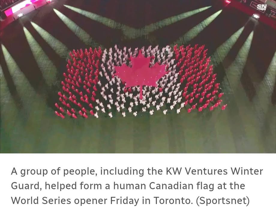 How incredible is this Our very own Venture Guards sang ‘O Canada’ at the opening game of the World Series! Straight from our hometown to the world stage.