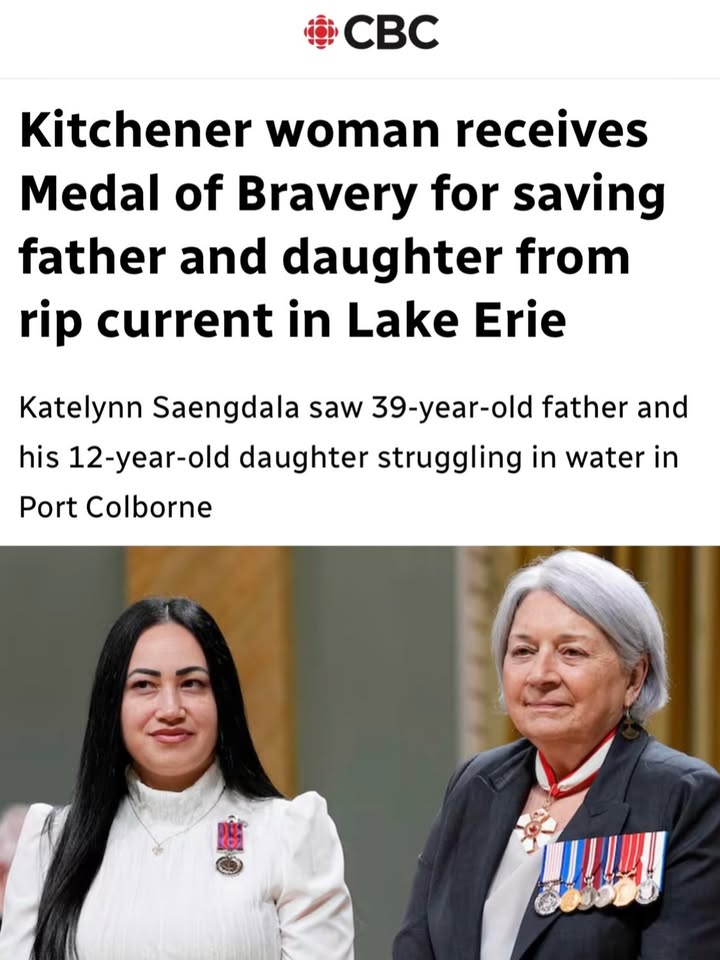 Incredible courage from Katelynn Saengdala of Kitchener, who dove into a dangerous rip current to save a father and daughter in Lake Erie.