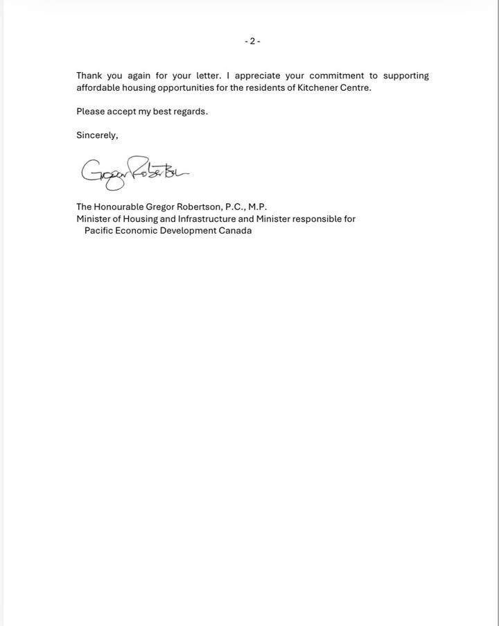 I’ve written to the Minister’s office in support of Fire Station 8’s affordable housing project in Kitchener.