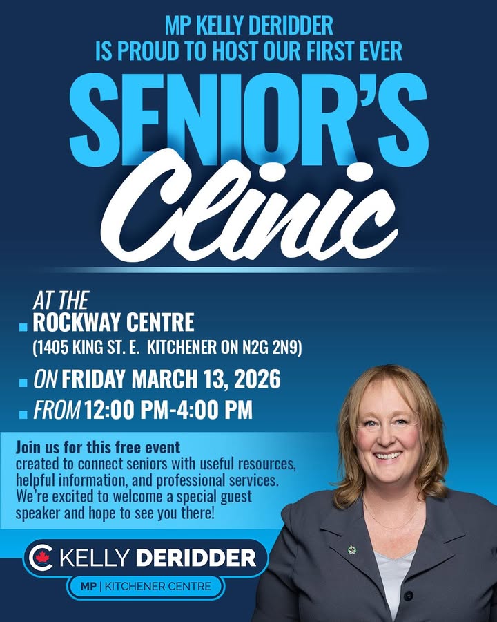 🚨TODAY 🚨 Our first-ever Seniors Clinic is happening at the Rockway Centre from 12 – 4 pm! I look forward to seeing you there!